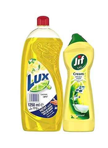 Dishwash Liquid Lemon 1250ml And Cream 450ml Pack of 2