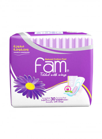 Feminine Napkins Maxi Folded With Wings Super 30 Pads