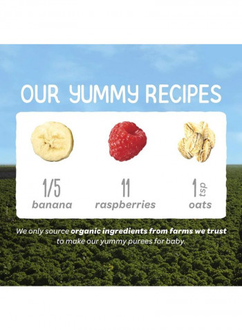 Happy Baby Organic Clearly Crafted Stage 2 Baby Food, Bananas, Raspberries And Oats, 113g Pouch
