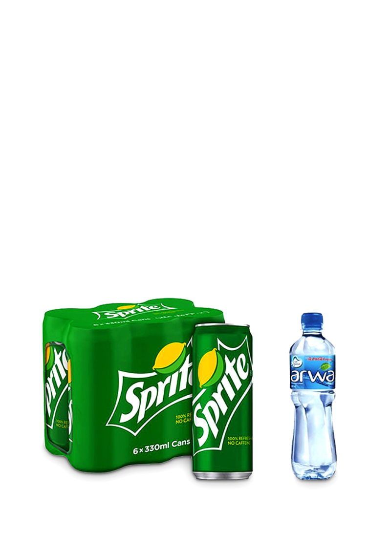 Carbonated Soft Drink 330ml Pack Of 6 + Arwa Drinking Water 500ml Pack Of 6