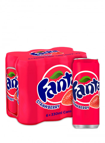 Strawberry Carbonated Soft Drink Cans 330ml Pack Of 6