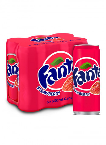 Strawberry Carbonated Soft Drink Cans 330ml Pack Of 6