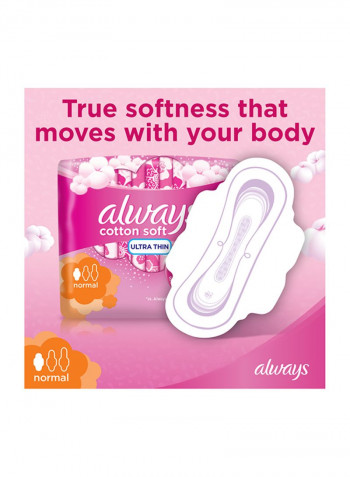 Cotton Soft Ultra Thin, Normal Sanitary Pads With Wings, 20 Count Normal