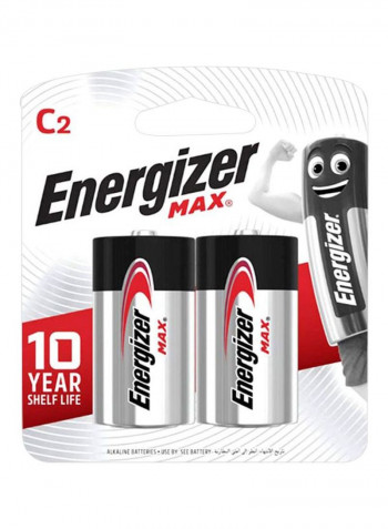 2-Piece Max C Size Batteries Grey/Black