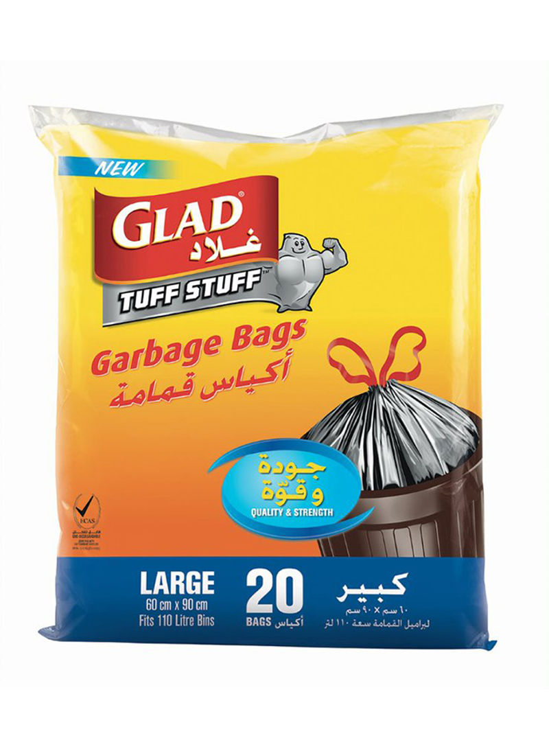 Tuff Stuff Garbage Drawstring Bag Large Black 110L 20 Bags