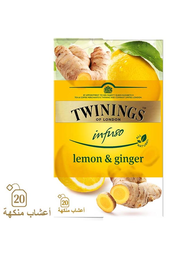 Infuso Lemon And Ginger Tea, Luxury Tea Blend, Made With All Natural Ingredients Naturally Caffeine Free 20 Bags