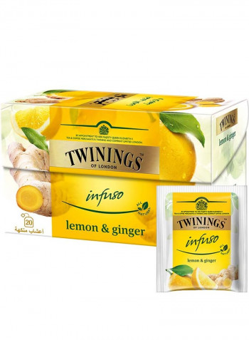 Infuso Lemon And Ginger Tea, Luxury Tea Blend, Made With All Natural Ingredients Naturally Caffeine Free 20 Bags
