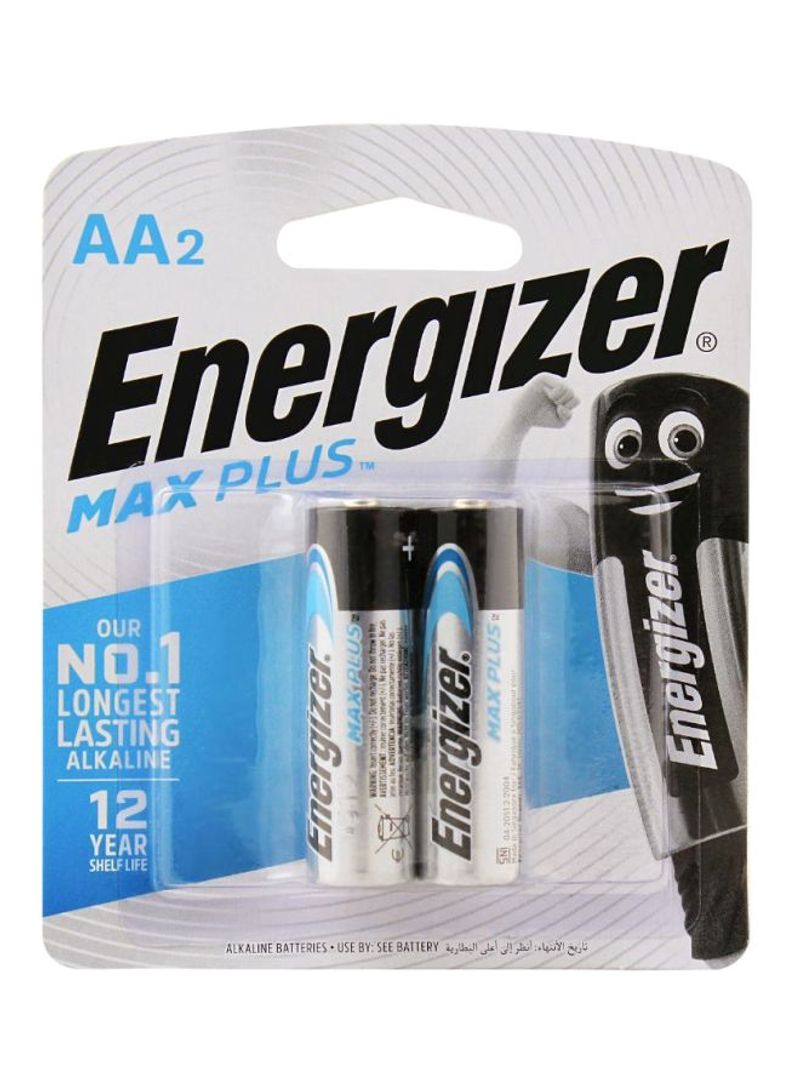 2-Piece Max Plus  Alkaline Batteries Silver/Black/Blue