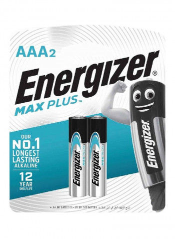 2-Piece Max Plus  Alkaline Batteries Silver/Black/Blue