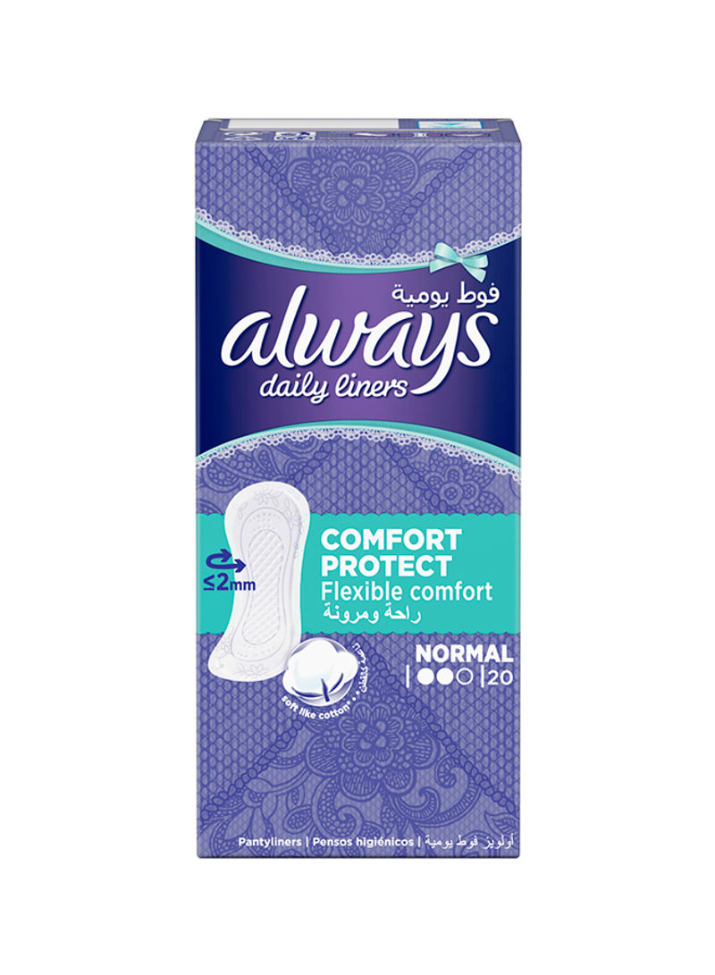 Daily Liners Comfort Protect Pantyliners, Normal, 20 Count