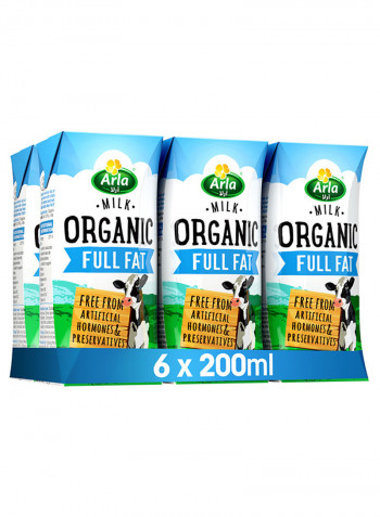 Organic Full Fat Milk 200ml Pack of 6