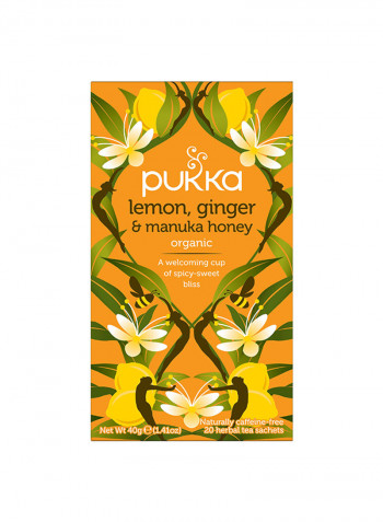 Lemon, Ginger And Manuka Honey, Organic Herbal Tea Bags, 20 Teabags