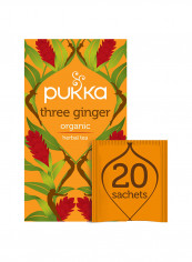 Three Ginger, Organic Herbal Tea With Galangal And Turmeric, 20 Teabags