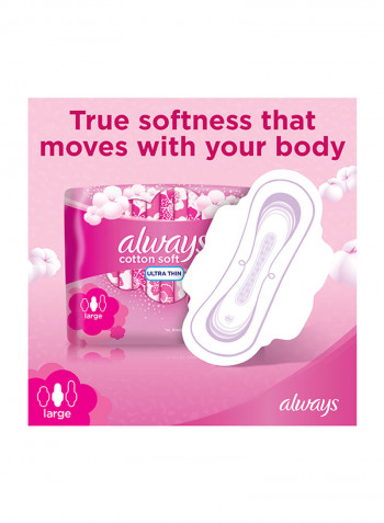 Cotton Soft Ultra Thin, Large Sanitary Pads With Wings, 16 Count Long