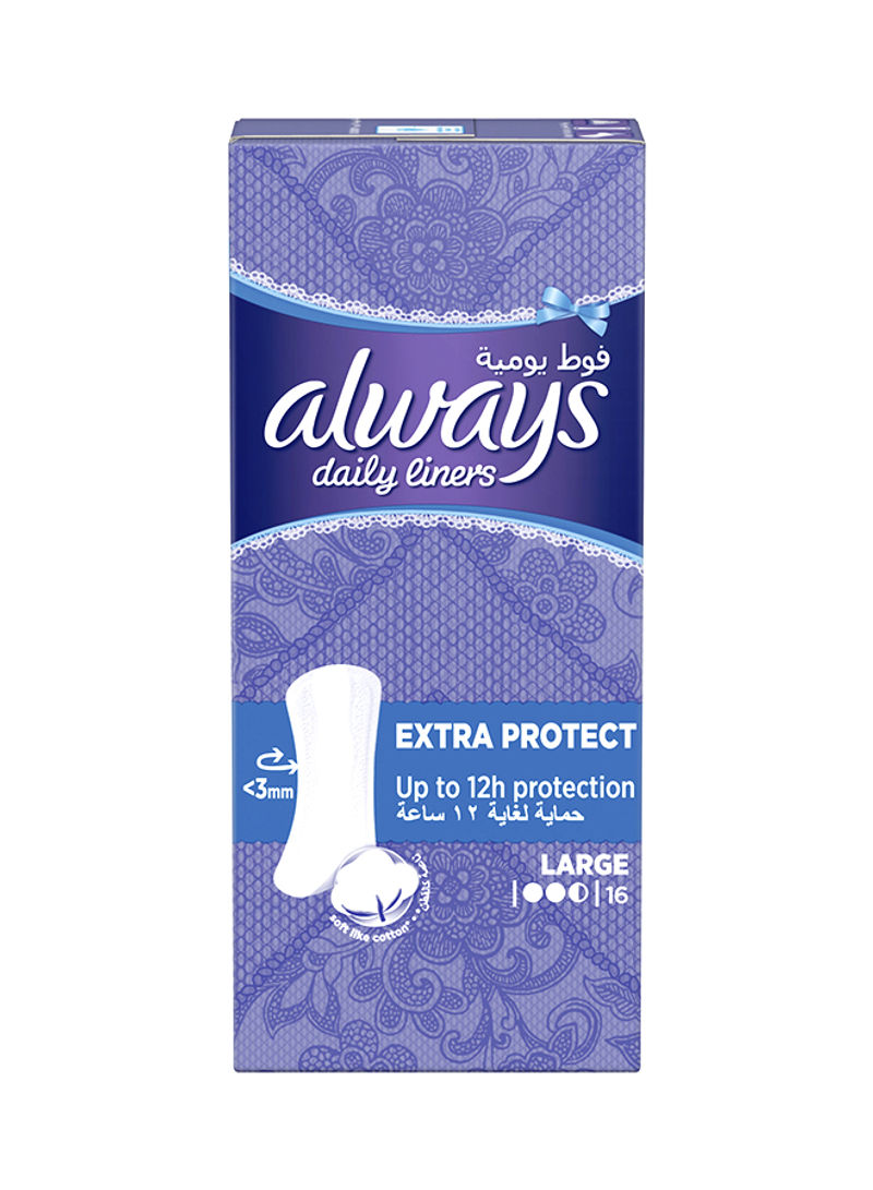 Daily Liners Extra Protect Pantyliners, Large, 16 Count