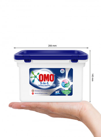 3 In 1 Pods Washing Liquid Capsules Eucalyptus Scent 15 Counts Multicolour 225g