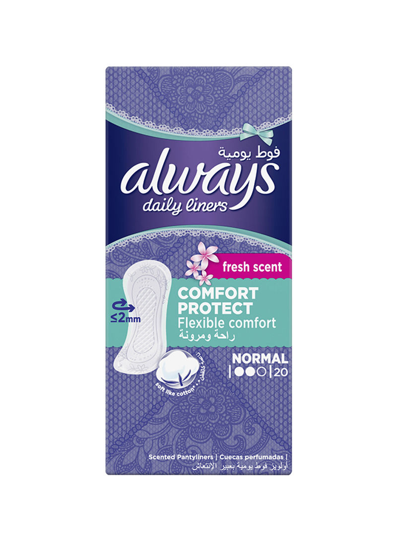 Daily Liners Comfort Protect Pantyliners With Fresh Scent, Normal, 20 Count