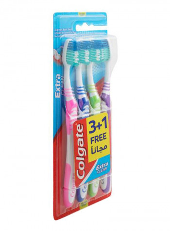 4-Piece Extra Clean Medium Toothbrush Set Multicolour