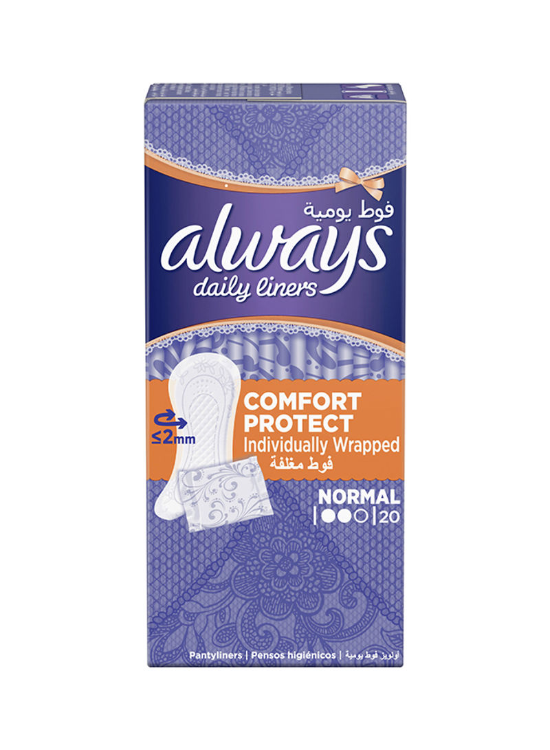Daily Liners Comfort Protect Individually Wrapped Pantyliners, 20 Count