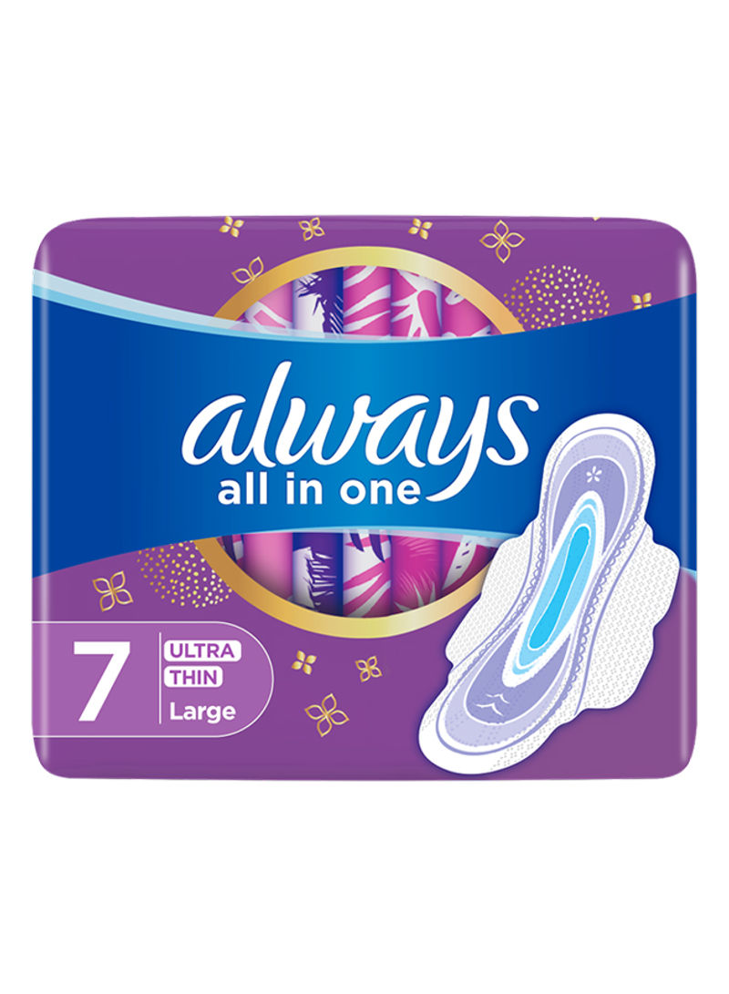 All In One Ultra Thin, Large Sanitary Pads With Wings, 7 Count