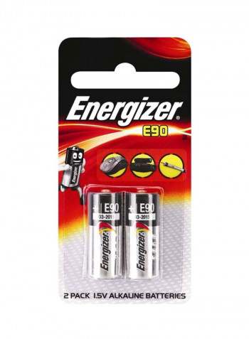 2-Piece Alkaline Battery Set Silver/Black