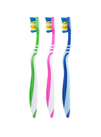 3-Piece Zigzag Manual Toothbrush Multicolour M