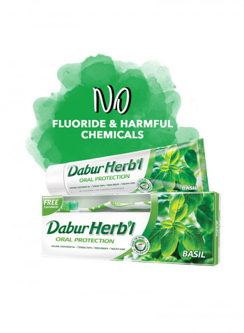 Herbal Basil Toothpaste With Free Toothbrush 150g Pack of 2