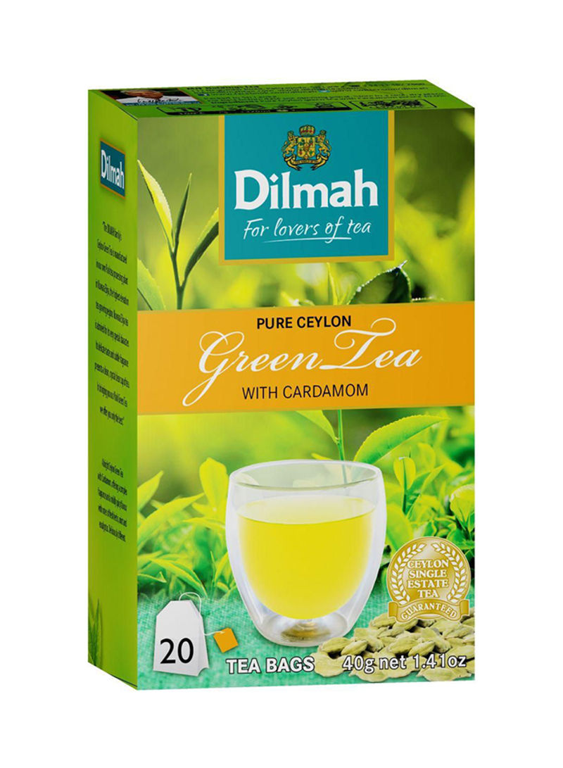 Pure Ceylon Green Tea With Cardamom 20 Tea Bags 40g