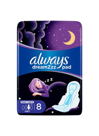 Clean And Dry Maxi Thick, Night Sanitary Pads With Wings, 8 Count