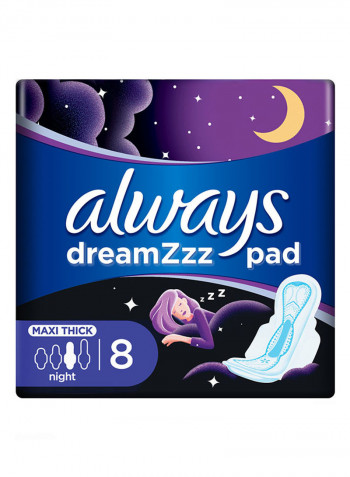 Clean And Dry Maxi Thick, Night Sanitary Pads With Wings, 8 Count