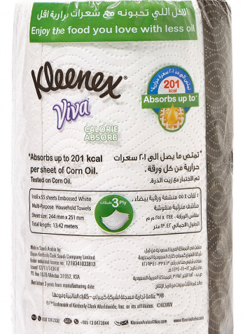 3 Ply Calorie Absorb Paper Towel White 244x251millimeter
