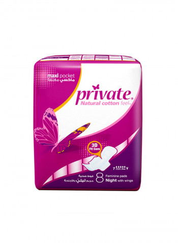 Feminine Napkins Maxi Pocket Night 8 Pads White