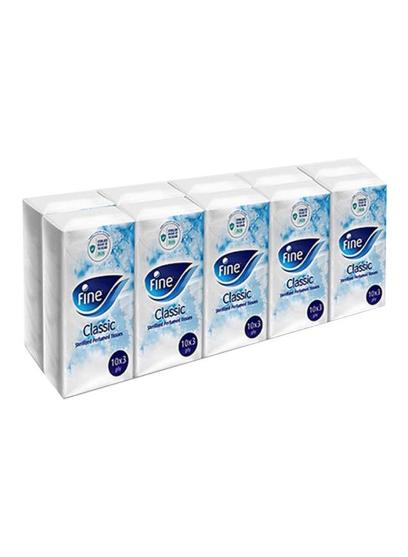 Pack Of 10 Classic Sterilized Facial Tissues White
