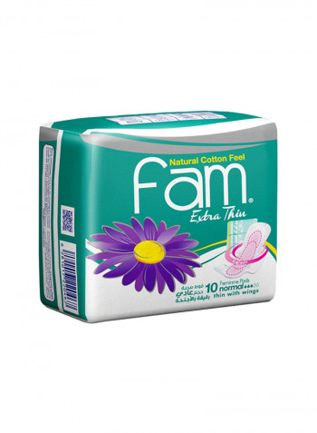 Feminine Napkins Extra Thin Regular With Wings 10 Pads White