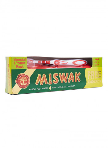 Miswak Herbal Toothpaste 190g With Free Toothbrush Multicolour