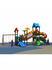 RW-11008 Kids Outdoor Play Center Slide and Swing Games 1290 x 410 x 520سم