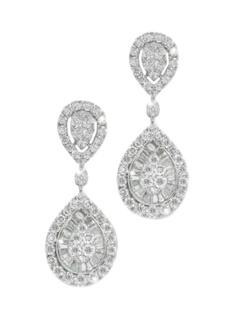 24.6 Ct Diamond Studded Pear Shaped Earrings White