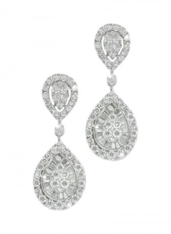 24.6 Ct Diamond Studded Pear Shaped Earrings White