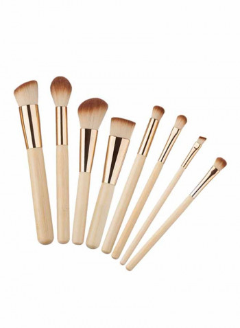 8-Piece Makeup Brush Set Beige/Gold/Brown
