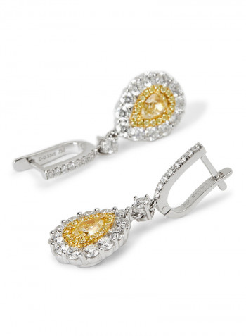 18 Karat White Gold Diamond Earrings With Fancy Yellow Diamonds