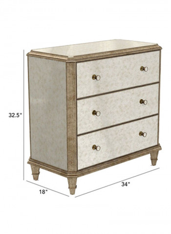 Vivica Mirrored Top Chest Beige 32.5X18X34inch
