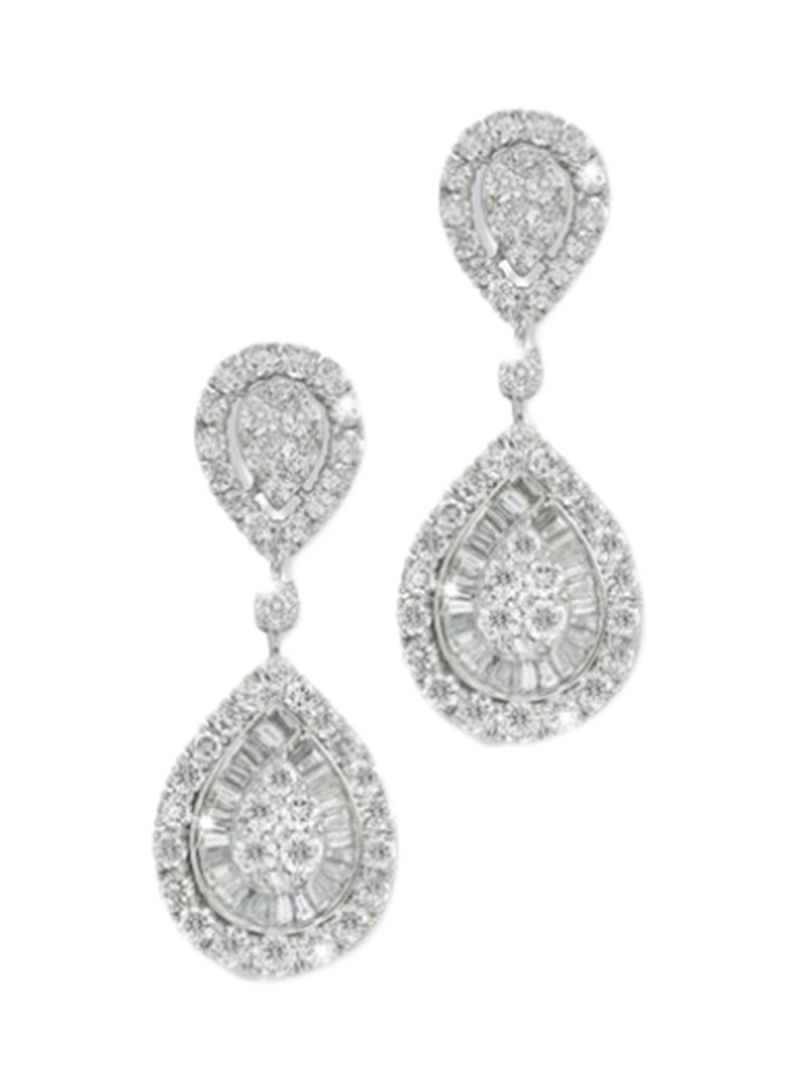 5.1 Ct Diamond Studded Pear Shaped Earrings White