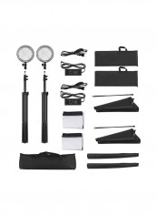 2-Piece 45W Bi-Color Temperature 2700K/5500K Studio Photography LED Lights Kit 20x28inch Black