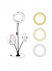 3200K-5500K Diammable Adjustable Ring Light With Pad Holder And Phone Holder Black