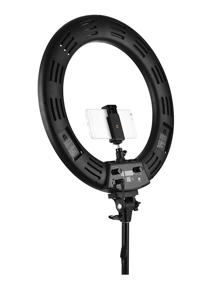 60W Dimmable Adjustable 3000-6000K Temperature LED Ring Light 18inch Black