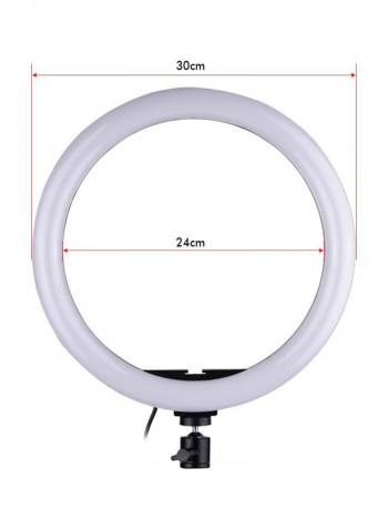 LED Ring Light With Smartphone Holder 30x24centimeter White/Black