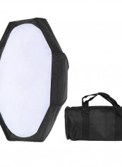 8 Pole Foldable Collapsible Beauty Dish Octagon Soft Box Flash Reflector 80cm Black/White