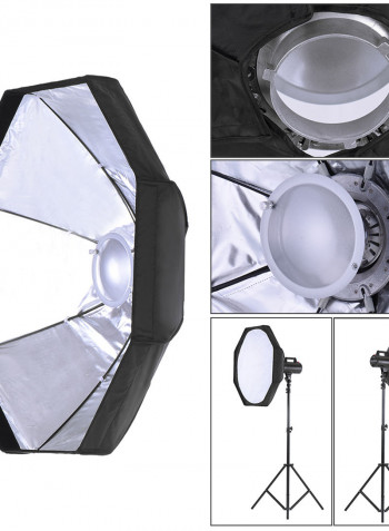 8 Pole Foldable Collapsible Beauty Dish Octagon Soft Box Flash Reflector 80cm Black/White