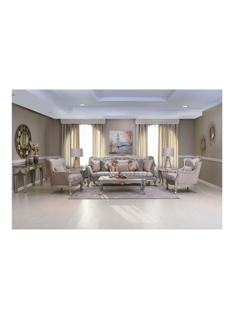 5 Seater Coastline Sofa Set With Center Table and 2-Piece Side Table Pink/Silver