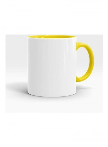 Peace Love Coffee Printed Ceramic Mug Yellow/White/Red 325ml